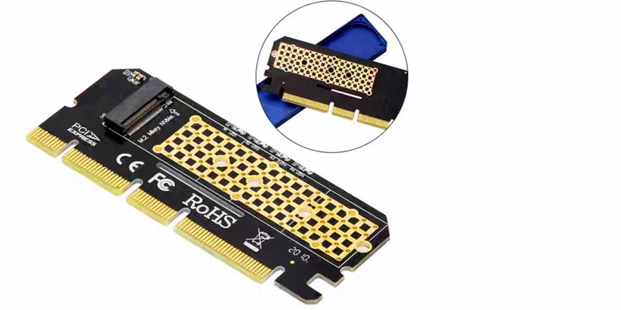 کارت تبدیل PCI-E به M.2 از نوع M-KEY NVME به همراه پد سیلیکون برند RoHS(استوک)
