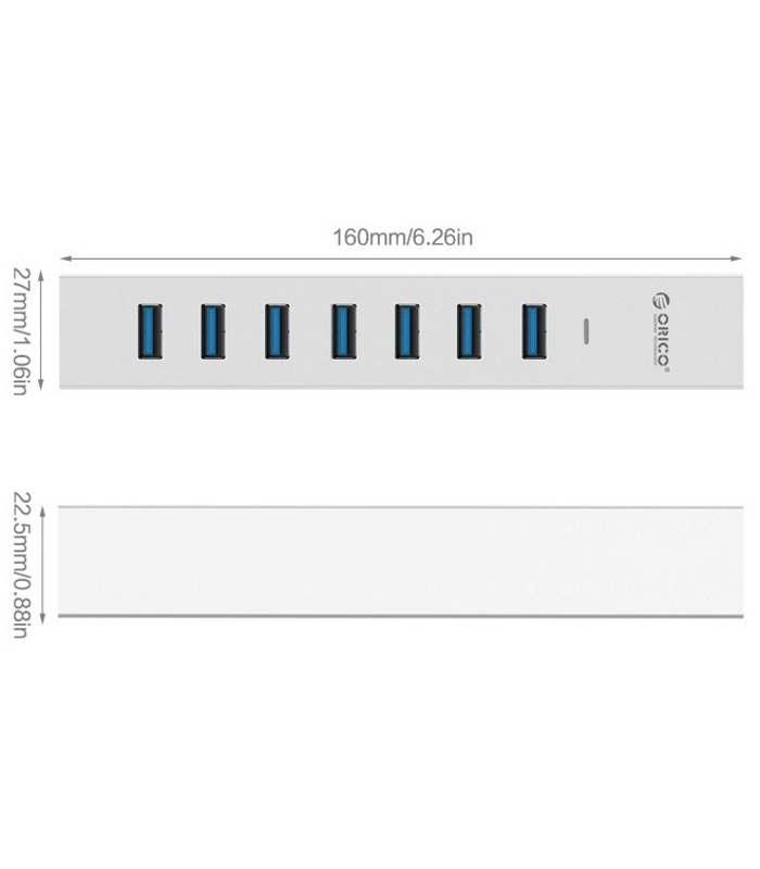  هاب 7 پورت Type-C با آداپتور مدل ASH7-U3-EU-SV اوریکو (استوک)