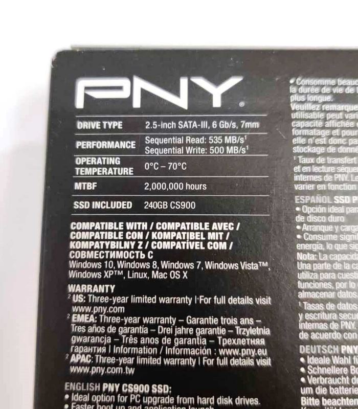 اس اس دی اینترنال پی ان وای (PNY) مدل CS900 ظرفیت 240GB