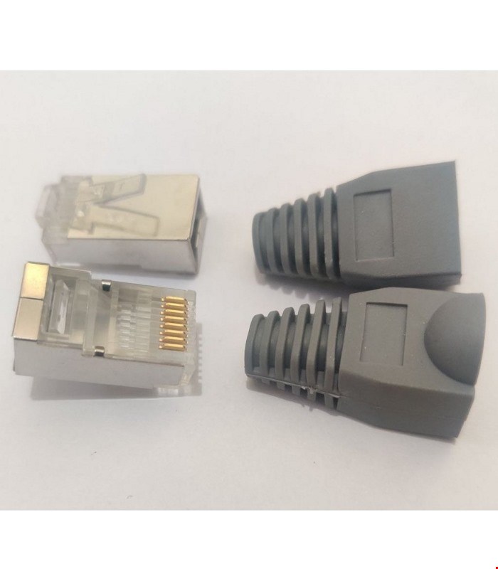 سوکت شبکه CAT6 شیلد دار CZTek (سرسیم RJ45 FTP/SFTP)به همراه کاور محافظ